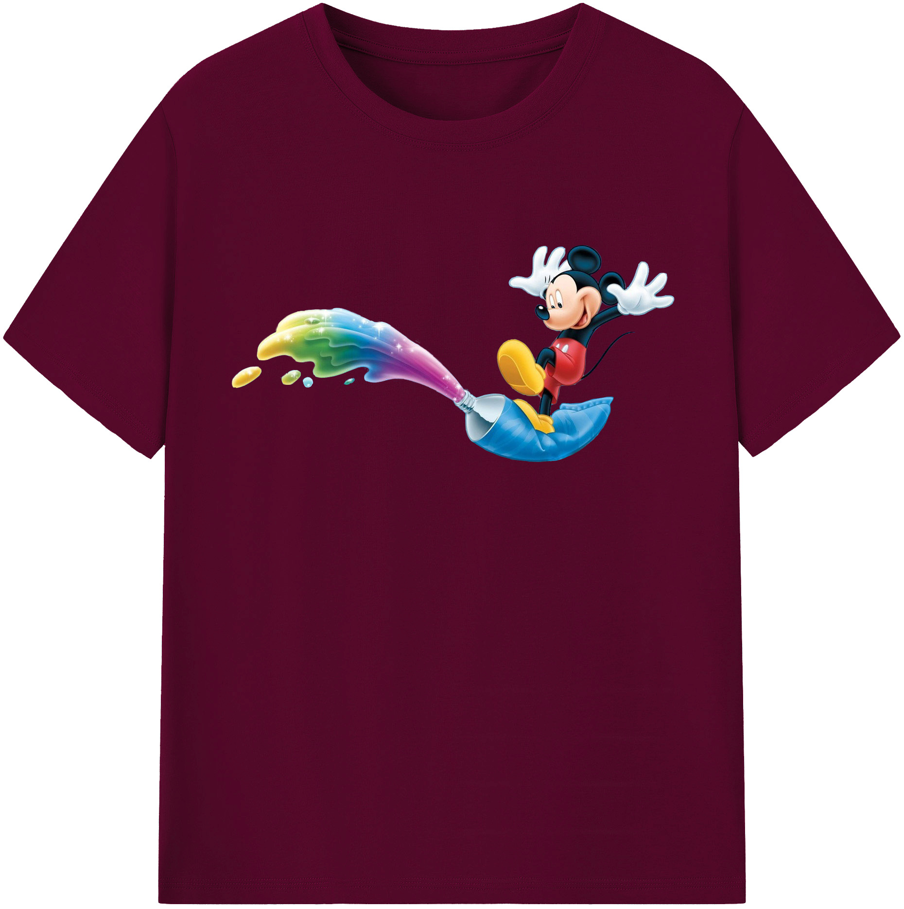 （画像用） ミッキーマウス Mickey Mouse レディースカジュアルプリントTシャツ（綿100％）